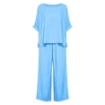 thumbnail image 5 of Jsaierl Cotton Linen Sets for Women 2 Piece Outfits Summer Loose 3/4 Sleeve Oversized Top and Wide Leg Pants Sets Loungewear, 5 of 8