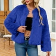 thumbnail image 2 of Juebong Women Faux Fur Coat Fluffy Long Sleeve Open Front Cropped Furry Jacket Shaggy 2025 Warm Parka Winter Outwear Blue,XXL, 2 of 8