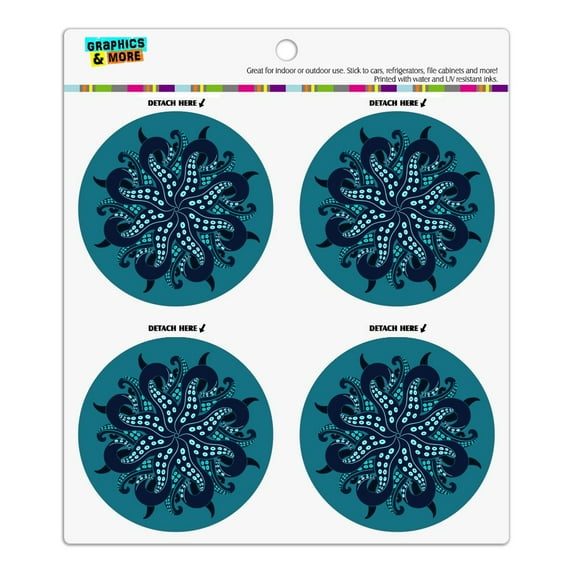 Octopus Squid Tentacles Refrigerator Fridge Locker Vinyl Circle Magnet Set
