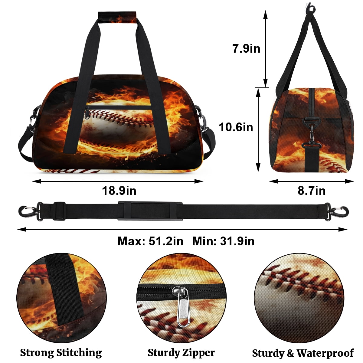 Qzjjjmy Rugby Bag for Boys Sport Duffel Bag Kids Men Gym Bag Travel Duffle Bag