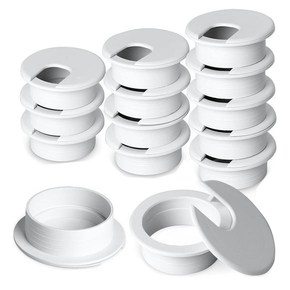 EcoNesxp 20 Pack Desk Grommets Plastic White Desk Grommets Desk Hole Grommets Desk Cord Management Cord Hole Cover Grommet Kit for Home and Office Computer Desk Wire Management 2 Inch Desk Grommets