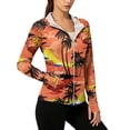 thumbnail image 2 of UPF 50+ Sun Protection Hoodie for Women - Tropical Floral Print Long Sleeve Zip Up Jacket with Thumbholes & Pockets, Lightweight Active Rash Guard Orange XXL, 2 of 6