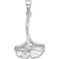 thumbnail image 3 of Sterling Silver Rhod-Plated Polished Grooved Ginkgo Leaf Pendant (Width 16.5) (Length 32.85) - Jbsp, 3 of 5