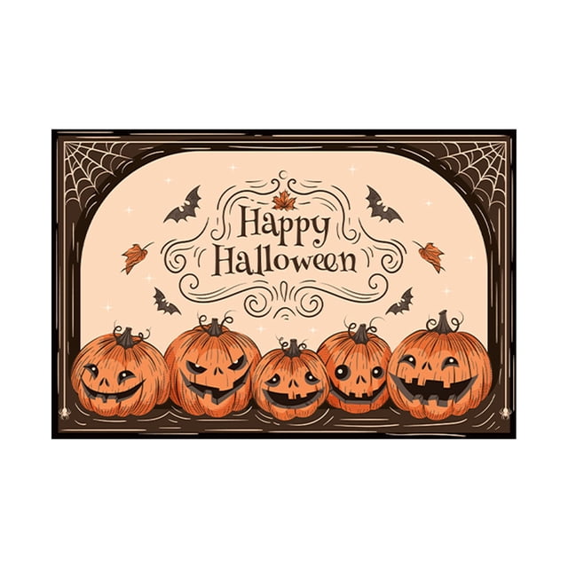 Halloween Door Mat With Skull Print Design For Entrance Floor Use 40 cm x 60 cm Polyester Rectangle Doormat