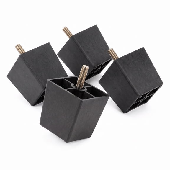 Stcellnmex 4 Pack Adjustable Furniture Legs, 3.15 x 2.05 x 2.05 in Black Metal & Plastic Support Feet for Sofa, Cabinet and Table