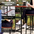 thumbnail image 4 of 5-Piece Brown Patio Bar Set with Counter Height Table & Bar Stools - Outdoor Bistro Set for Balcony, Porch & Backyard Seating - 47" Table, 4 of 7