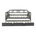 thumbnail image 4 of Full Wood Daybed with Roll Out Twin Trundle, Trundle Daybed Full Size, Standard Full Bed Frame, No Box Spring Required Sturdy Sofa Bed for Bedroom Living Room, 4 of 7