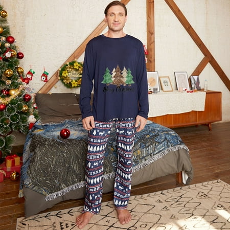 

ZKCCNUK Men Christmas Fashion Print Top Pants Suit Family Parent-child Wear Dad Christmas Pajamas for Family Fall Pajamas on Clearance