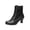Black, variant on Women Round Toe Lace Up Kitten Heel Ankle Boots Leather Lace Patchwork Mid Calf Booties Chic Vintage Cosplay Party Dress Mid Heel Witch Shoes