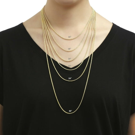 10K Yellow gold-plated Necklace gold-plated Rope Chain 16" 18" 20" 22" 24" 26" 30