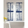 thumbnail image 3 of Nautical Navy Tier Curtains 45 Inch Length,Sheer Curtains for Bedroom Living Room Window Blue Lighthouse Boat Compass Ocean Rod Pocket Drapes Kitchen Curtains Small Half Window 27.5"x45" 2 Panels, 3 of 7