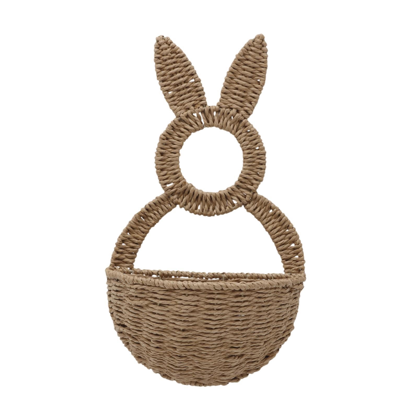 kowaku Bunny-woven Basket, Easter Basket, Multifunctional, Rustic, for Hanging, Wall Pocket for Flowers And Eggs, for Festive Occasions, Entrance Area