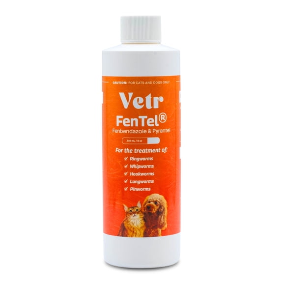 Equine Prime Fentel & Pyrantel Dewormer for Cats & Dogs, 8 Ounces (240mL) Solution