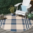thumbnail image 3 of SAFAVIEH Courtyard Benjamin Plaid Indoor/Outdoor Area Rug, Beige/Blue, 4' x 4' Round, 3 of 14