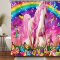 thumbnail image 3 of Unicorn Shower Curtain Set for Girls, Funny Cartoon Animal Colorful Rainbow Bathroom Curtain for Kids, Fairy Cute Little Kid Shower Curtains, Pink Waterproof Bathroom Curtains with 12 Hooks, 72X72IN, 3 of 6