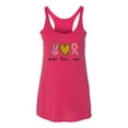 thumbnail image 3 of Wild Bobby, Peace Love Breast Cancer Awareness Breast Cancer Awareness Tri-Blend Racerback Tank Top, Shocking Pink, X-Large, 3 of 5