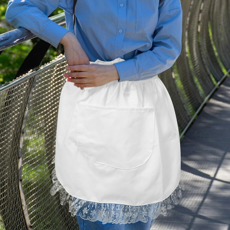 Lace Half Apron with Pocket Christmas Cotton Cooking Apron Waist