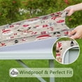 thumbnail image 6 of Beige Christmas Santa and Reindeer Pattern Square Fitted Tablecloth with Elastic Edge,Square Table Cover,Washable Elastic Table Cover for Home Kitchen Party Decor 36"x36", 6 of 6