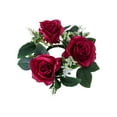 thumbnail image 5 of Joernso Artificial Rose Wreath Candle Ring Pillar Candle Holder Spring Green Leaves Flower Garland Home Wedding Party Table Centerpiece Decoration, 5 of 8