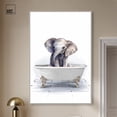 thumbnail image 3 of Bathtub Elephant Canvas Print Trendy Bathroom Art by Art Remedy, Silver Frame, 36 x 54, 3 of 7