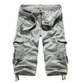 thumbnail image 2 of XFLWAM Men's Cargo Shorts 3/4 Relaxed Below Knee Capri Cargo Pants Cotton Gray M, 2 of 4