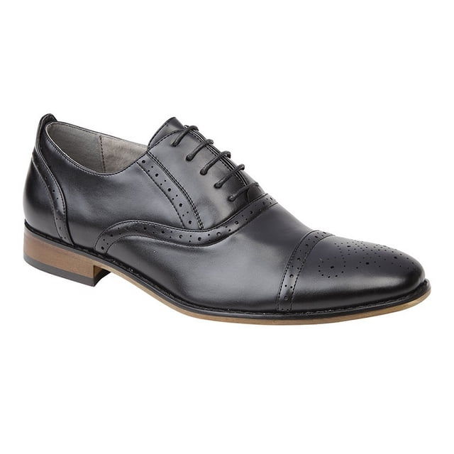 Goor - Zapatillas Brogue Oxford con cordones Capped para niño (Negro)