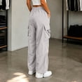 thumbnail image 6 of XRoczxe Women’s High Waist Cargo Pants, Casual Loose Wide Leg Drawstring Jogger Trousers with Multi‑Pockets, 6 of 6