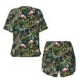 thumbnail image 5 of Naloa Flamingos And Palm Leaves Women's Short-Sleeved Pajama Set, Loungewear, Summer pajamas, Breathable Cozy - Medium, 5 of 9