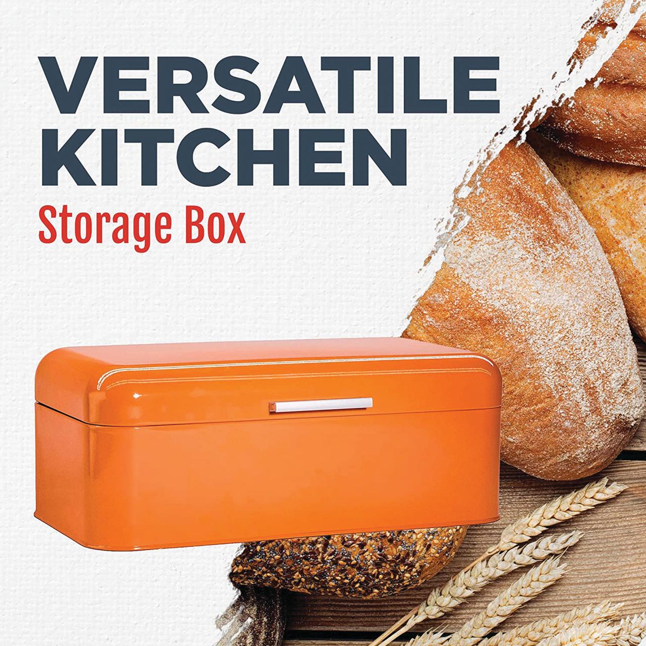 Culinary Couture Stainless Steel Bread Box for Kitchen Countertop Metal Storage Container Orange - image 4 of 8