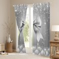 thumbnail image 3 of Castle Fairy Cartoon Ribbon Bow Black Out Curtains for Kids Children Teens,Bling Grey Glitter Curtains Pack of 2 (42x63 Each),Geometric Plaid Bedroom Curtains,Ultra Soft Home Decor, 3 of 6