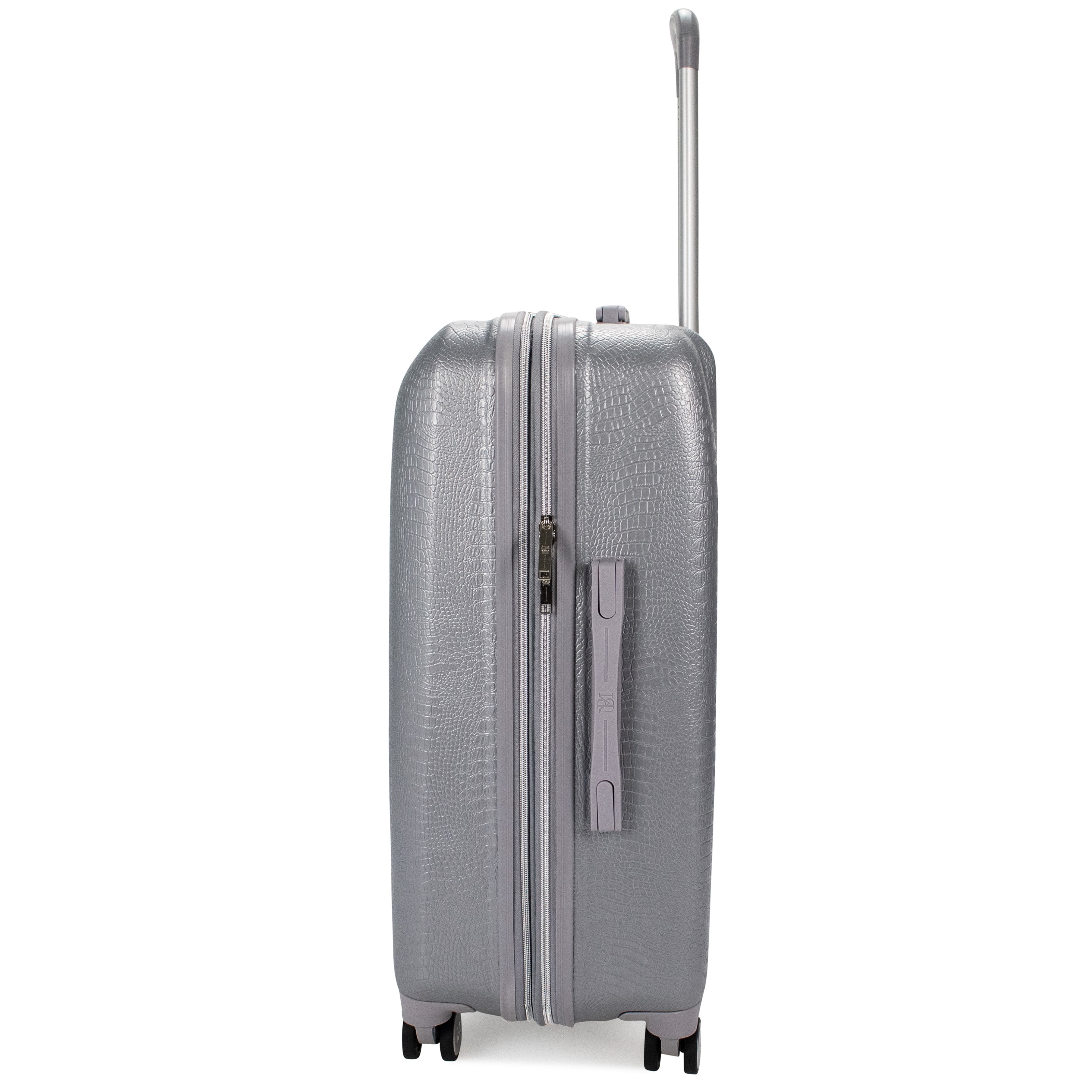 BADGLEY MISCHKA BMLUGSETSNSIL Snakeskin 3 Piece Expandable Luggage Set (Silver)
