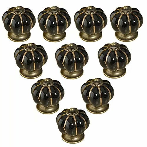10 Pcs Boutons de Porte en Céramique Citrouille Antique, Poignées pour Armoires, Commode de Placard, Tiroirs, Meubles de Cuisine