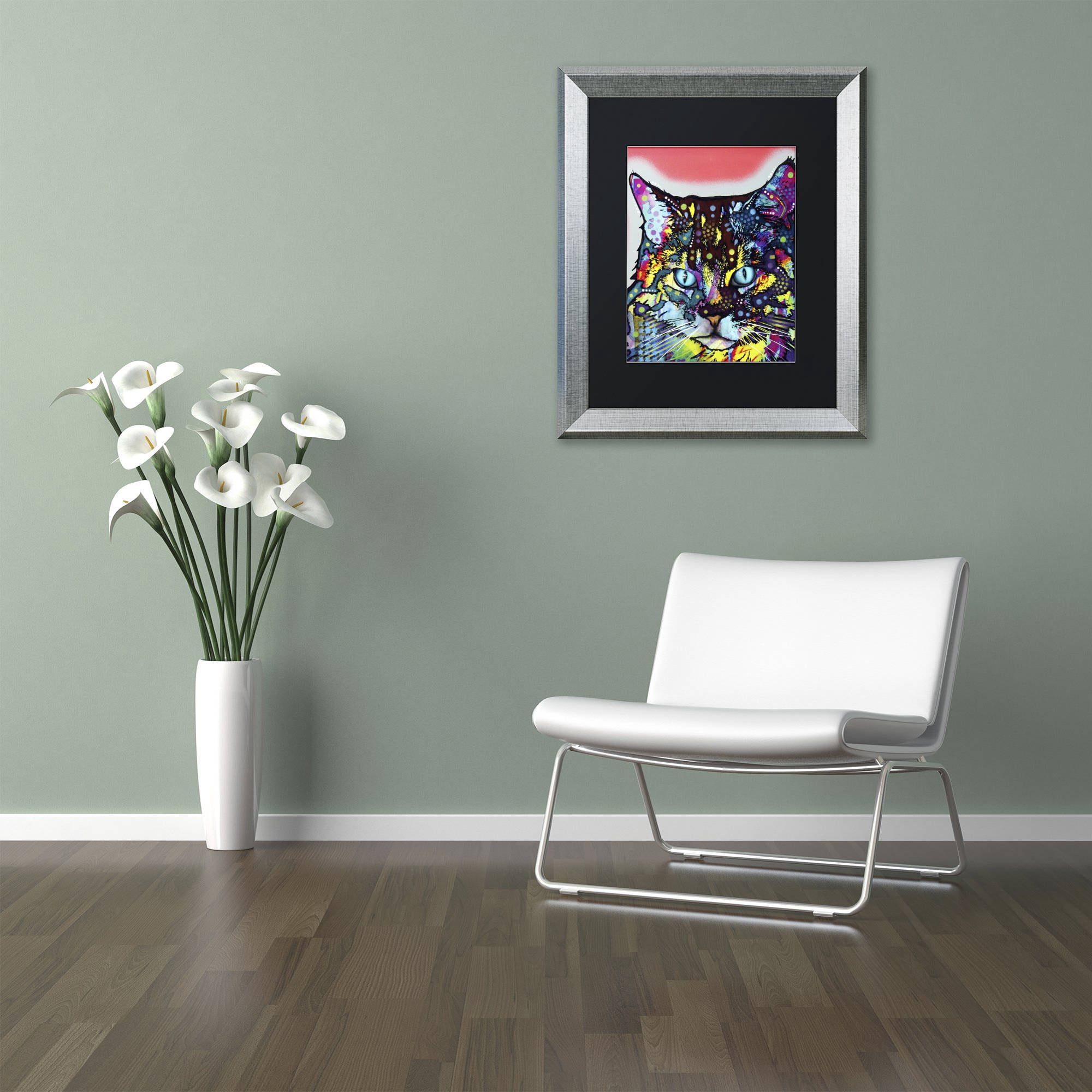 Trademark Fine Art "Maine Coon" Canvas Art by Dean Russo, Black Matte, Silver Frame
