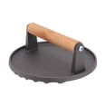 thumbnail image 3 of Presse à Gril Surface en Fonte Crête Poignée en Bois Confortable Presse à Viande Ronde pour BBQ Burger Bacon, 3 of 22