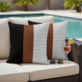 thumbnail image 5 of Vintage Farmhouse Outdoor Pillow Covers 16"x16" Set of 2, Boho Black Brown Texture Stripes Modern Waterproof Throw Pillow Covers for Patio Furniture, Decorative Cushion Covers for Porch, 5 of 9