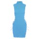 thumbnail image 2 of VISgogo - Vestido ajustado de verano para mujer, color sólido, sin mangas, cuello alto, vestido de vendaje hueco VISgogo moda, 2 of 4