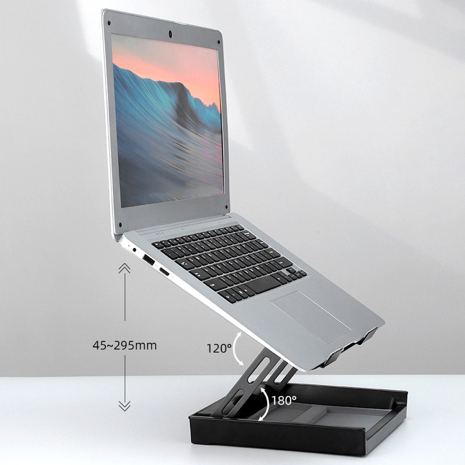 Space Saving Laptop Desk Stand Equipped With Cooling Fan And Locking Mechanism Has Built In Storage Area