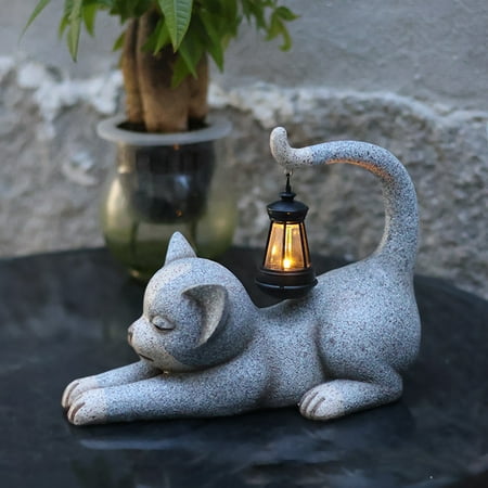 

Outdoor Solar Lights Cute Cat Lights Garden Resin Animal Ornaments Creative Handicrafts Courtyard Lights Decorations Smart Light Bulbs That Work with 100w Projection Lamp Star Night Reading Lamp for
