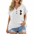 thumbnail image 4 of Linen T Shirts For Women Summer Linen Tops Flowy Tops For Women Boho Peasant Gauze Blouses Lightweight Linen Blouses For Women Oversized Linen Shirts For Women Beach Vacation Tshirts Pink 2XL, 4 of 9