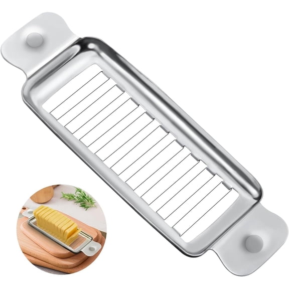 SILOON Stainless Steel Butter & Cheese Slicer - Multipurpose Food Cutter With Ergonomic Handle for Block Cheese - 1/4 Inch Slices on Average - Dishwasher Safe