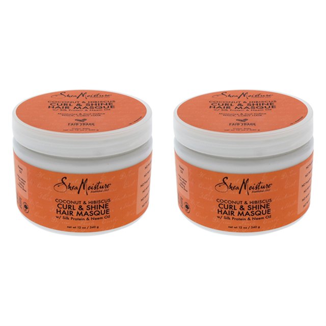 Mascarilla para cabello rizado y brillante Shea Moisture de coco e hibisco Paquete de 2 12 oz