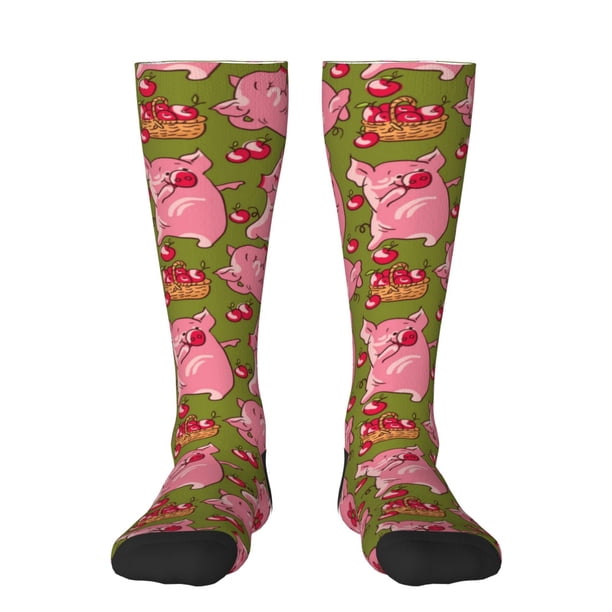 Balery Cartoon Pigs Calcetines novedosos Calcetines deportivos Calcetines hasta la rodilla Calcetines de algodón Calcetines originales y geniales