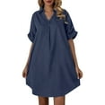 thumbnail image 2 of adviicd Robe Décontractée pour Femmes Robe à Manches Courtes Bouffantes à Blocs de Couleur Robe Tunique d'Été Décontractée BU1,TTG, 2 of 5