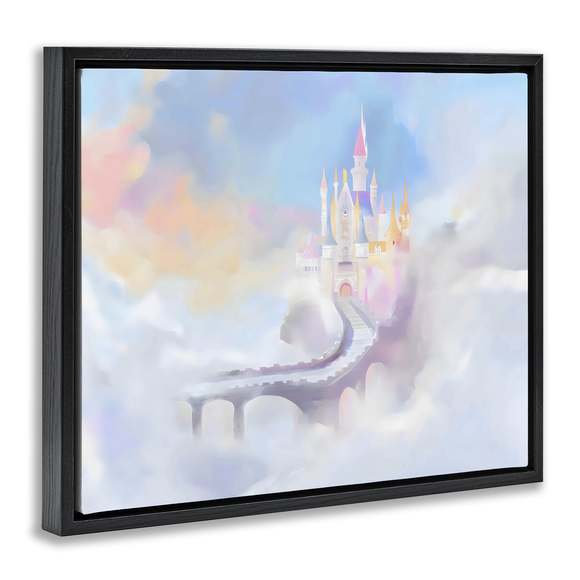 Stupell Industries Enchanted Bridge To Castle Black Framed Floater Canvas Wall Art, design by Arlington Prints