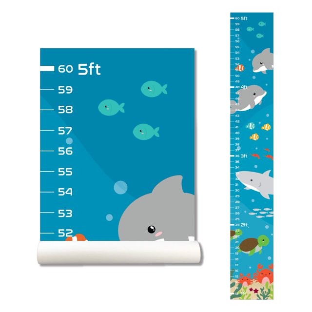 Etiqueta De La Pared Del Océano, Tabla De Crecimiento Para Niños, Tabla De Altura Para Niños Y Niñas, Pegatina De Tabla De Crecimiento, Calcomanía De Tabla De Crecimiento