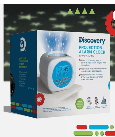 Discovery Projection Alarm Clock Sound Machine with LED Lights