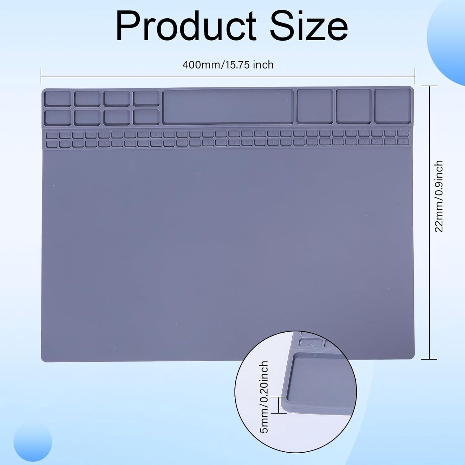 Silicone Mats Heat Resistant Mat Rectangle Gray 400x301x5mm