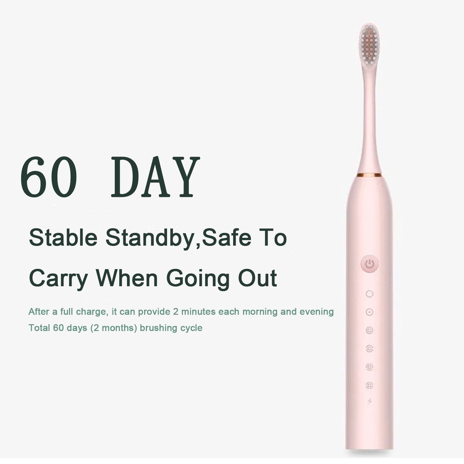 Wovilon 5 Set Electric Toothbrush with 8 Replacement Heads, 6 Speeds from Novice to Polishing Mode, 45dB Low Noise USB Rechargeable, Great for Sensitive Teeth Braces Crowns Implants