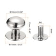 thumbnail image 2 of 10mm Ball Head Stud Rivets Screw Back, 50Pack Round Head Button Nipple Rivet, Silver Tone, 2 of 6