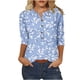 thumbnail image 2 of Fiudx Camisetas para Mujer Camiseta Holgada de Manga 3/4 con Botones Estampados para Mujer, 2 of 4